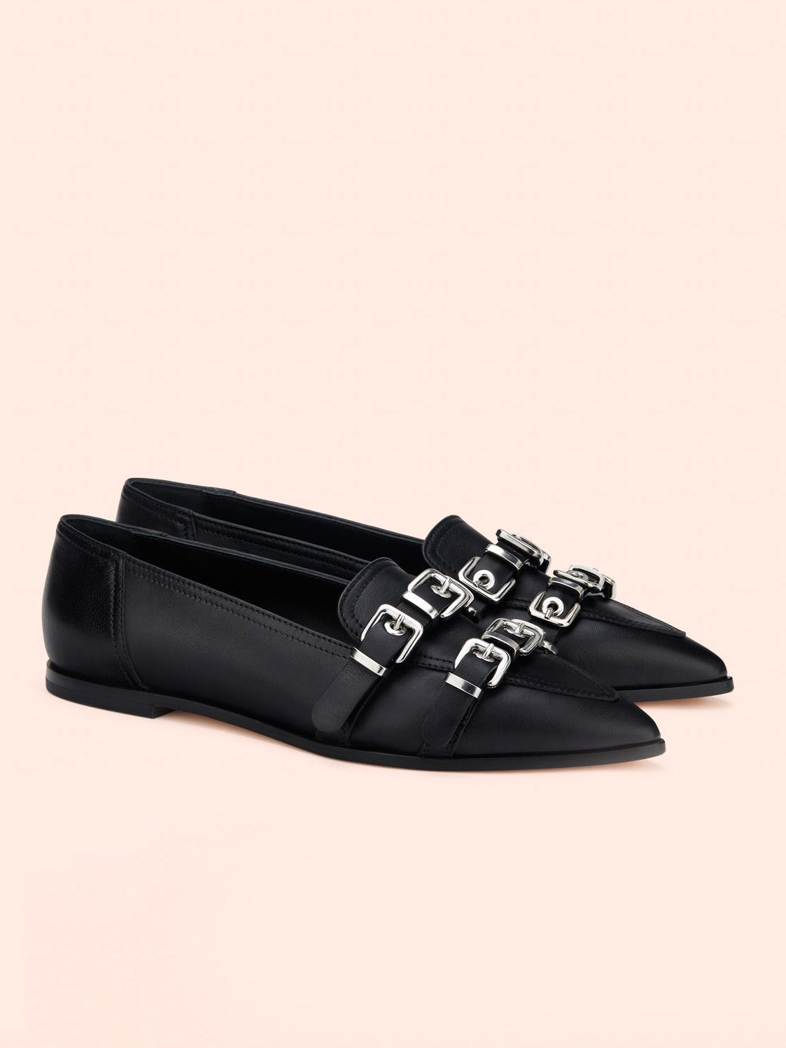 Ballet flats with buckles, black