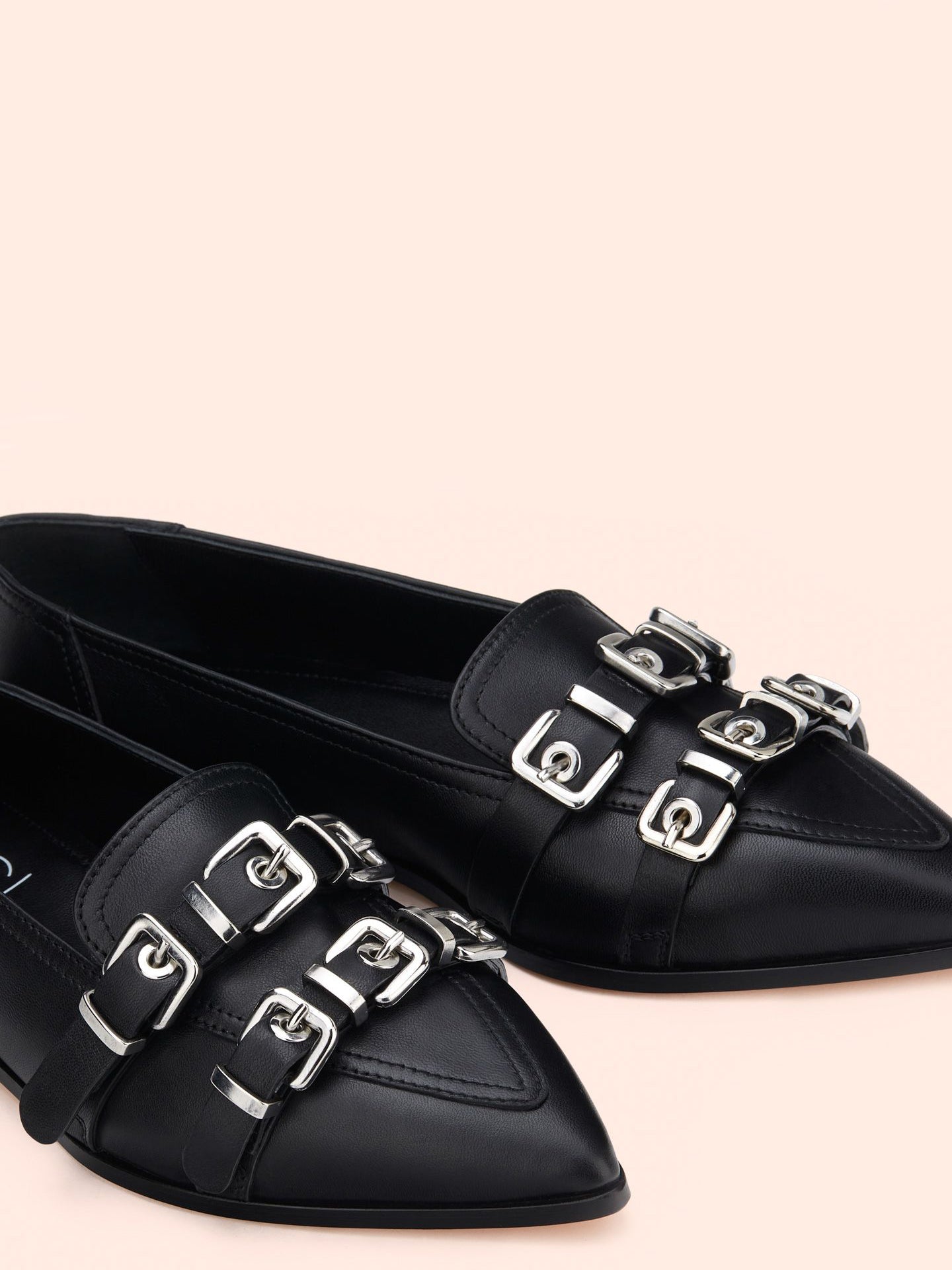 Ballet flats with buckles, black