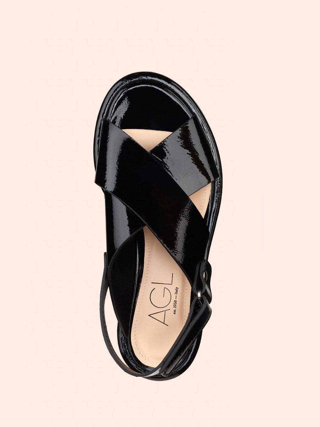 Alison criss sandals, patent black