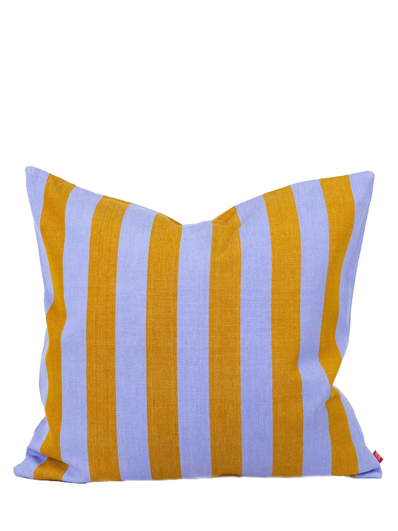 Emanuela square cushion cover (50x50cm), lavender-mustard stripes