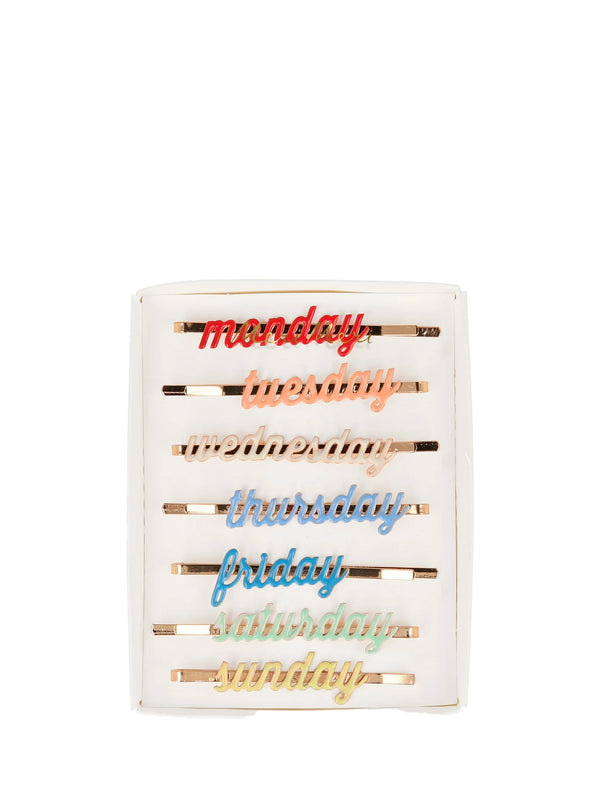 Enamel week day hair slides (set of 7)