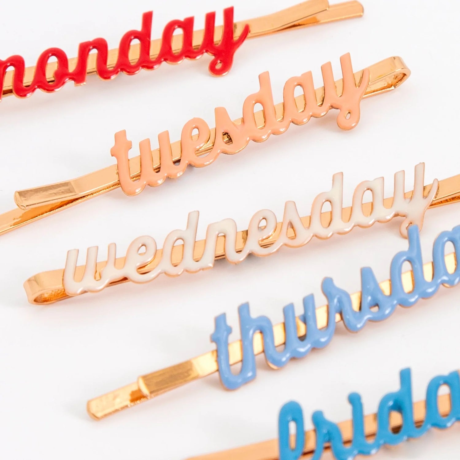 Enamel week day hair slides (set of 7)