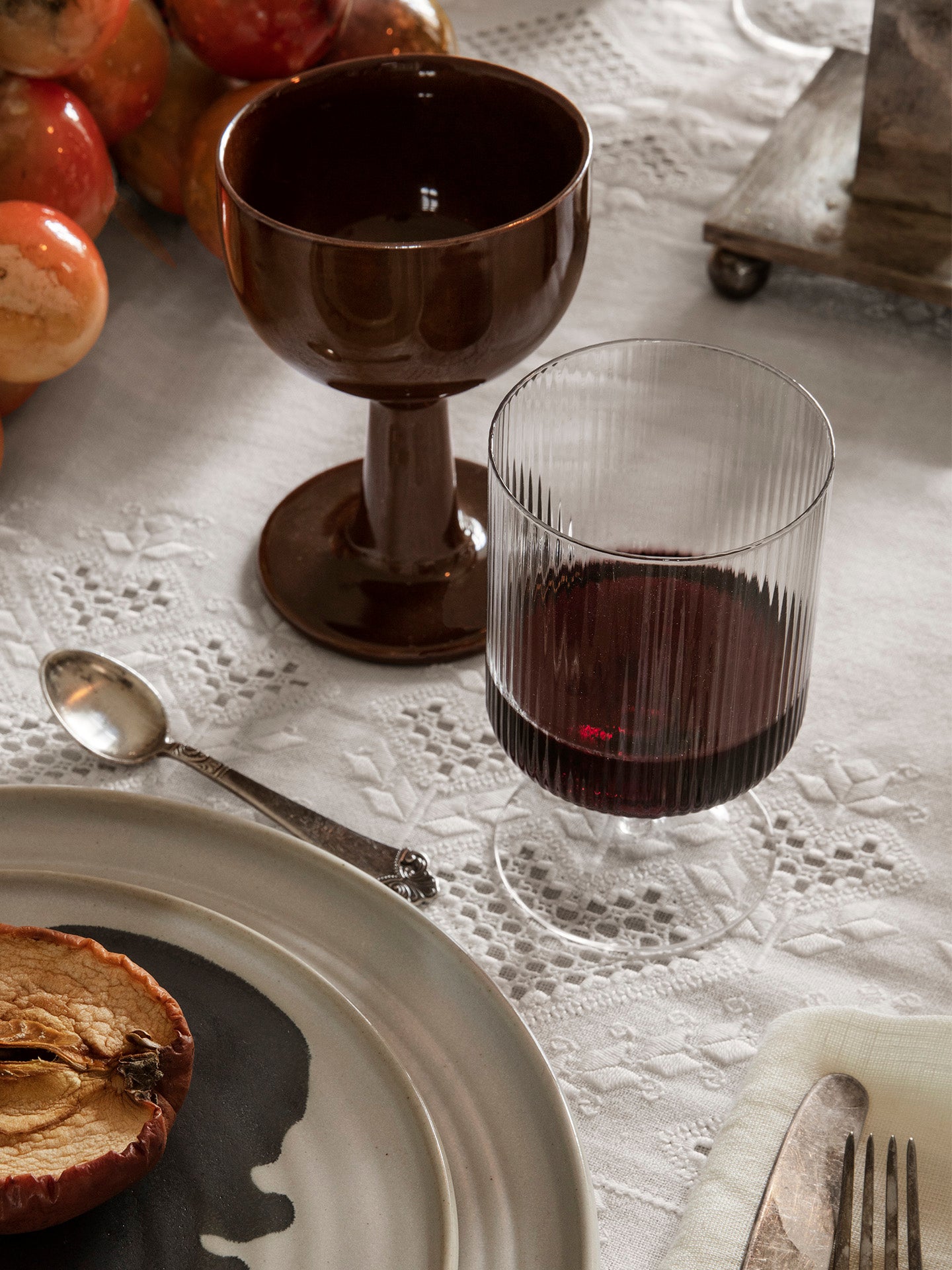 Ripple wine glasses, clear or smoked grey