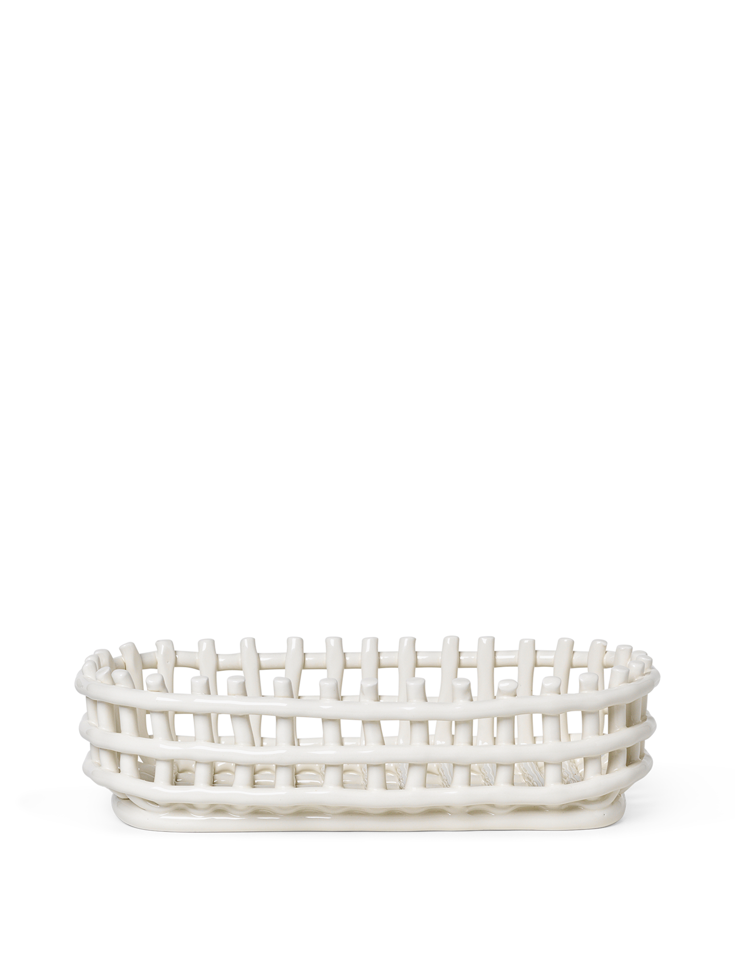 Ceramic Oval Basket, off-white