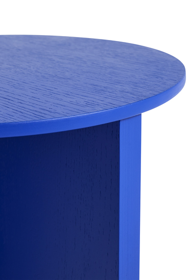 Slit table in lacquered wood, blue