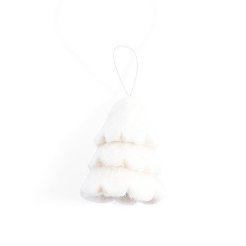 Xmas tree woolen hanging ornament, white