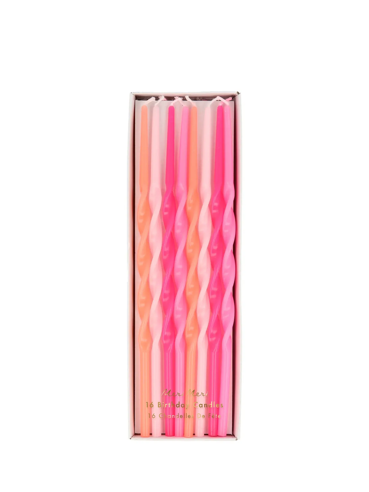 Pink Twisted Long Candles (16 pcs)