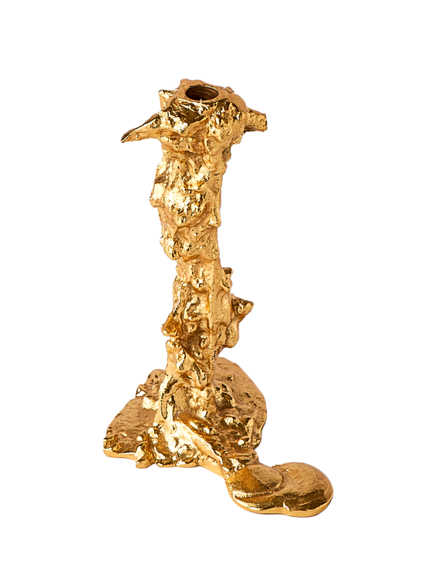 Drip L candle holder, gold