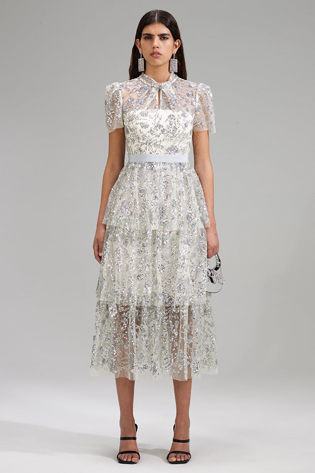 Sequin tiered midi dress