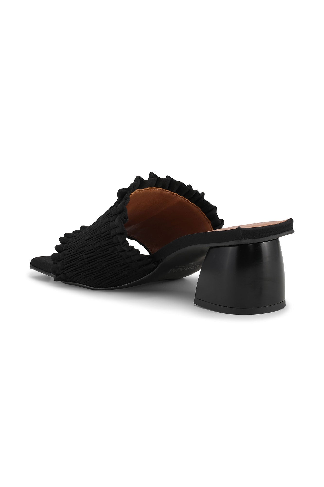 Smock Kitten Heel Mules, black