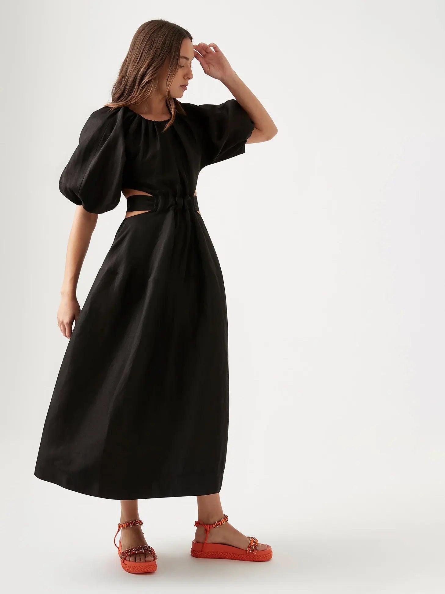 Mimosa Cut Out Midi Dress, black (carryover style)