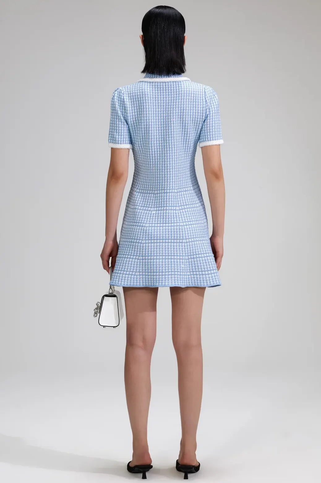 Blue lurex knitted mini dress, baby blue