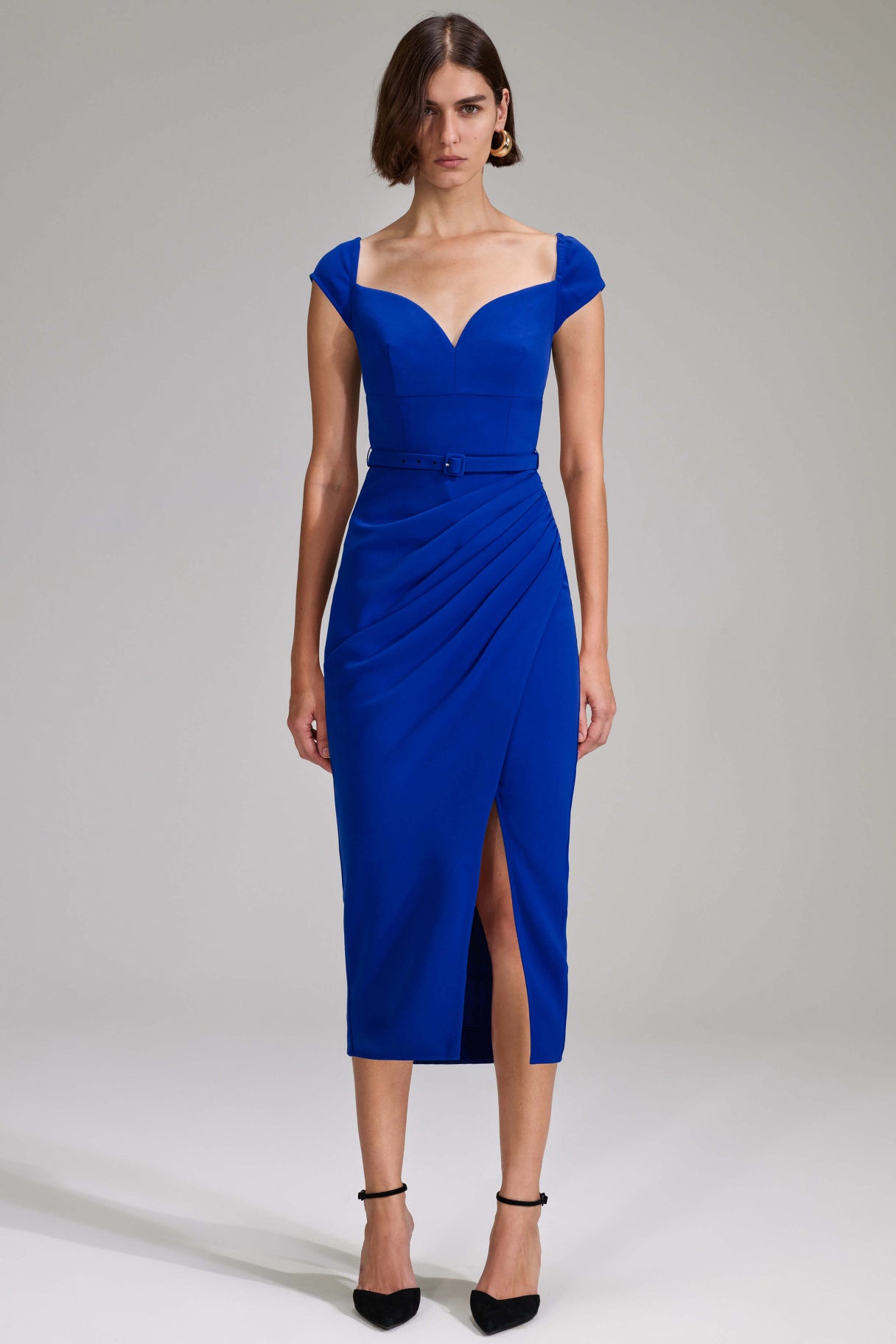 Crepe midi dress, cobalt blue