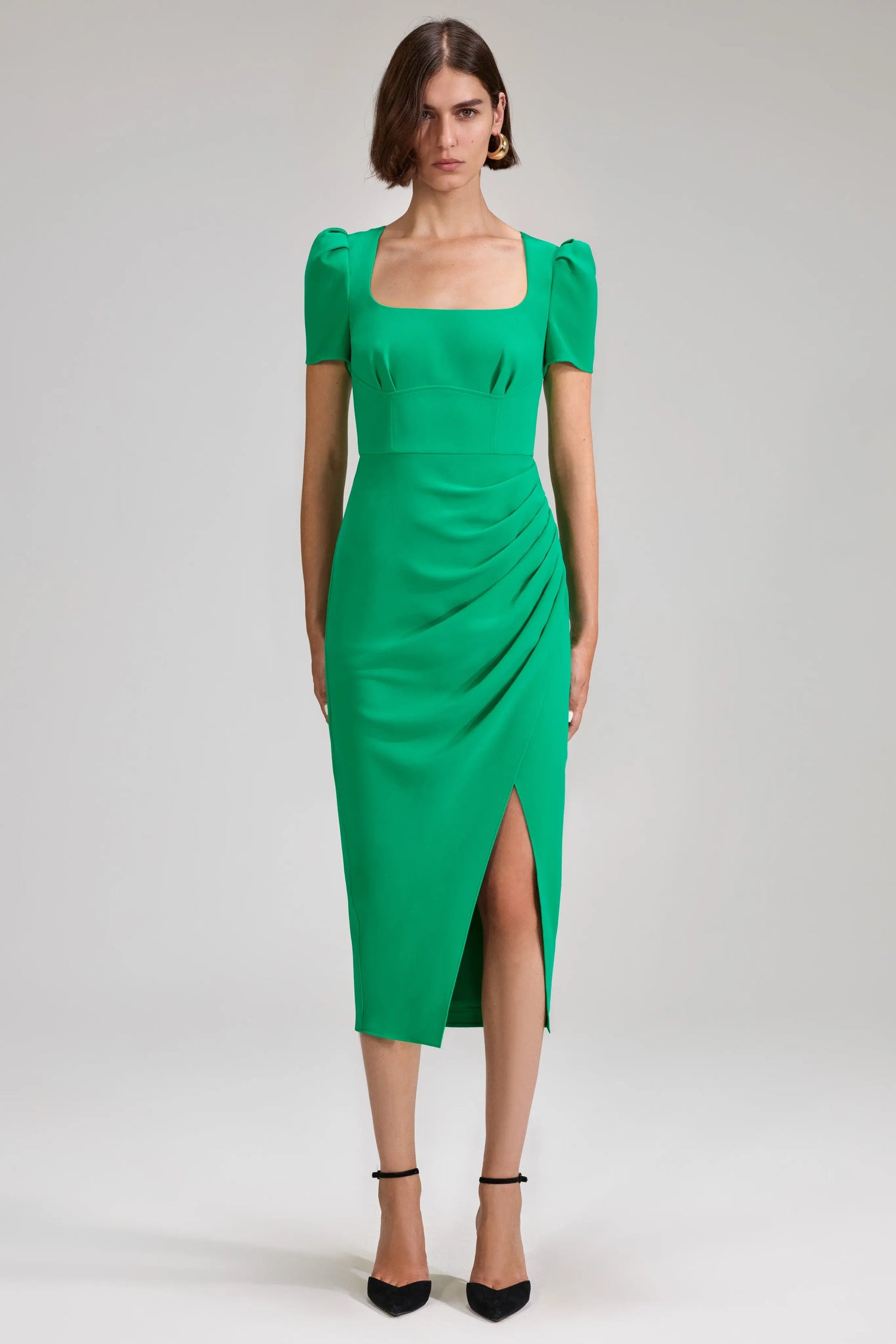 Crepe midi dress, green