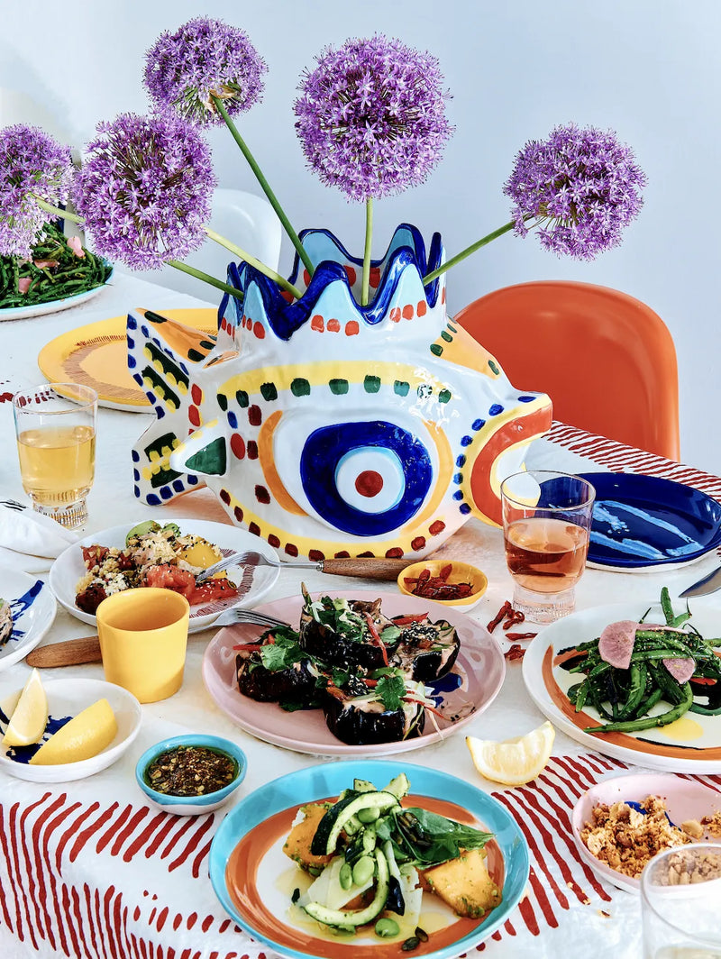Hand-painted Fish vase 01, Sicily by Ottolenghi