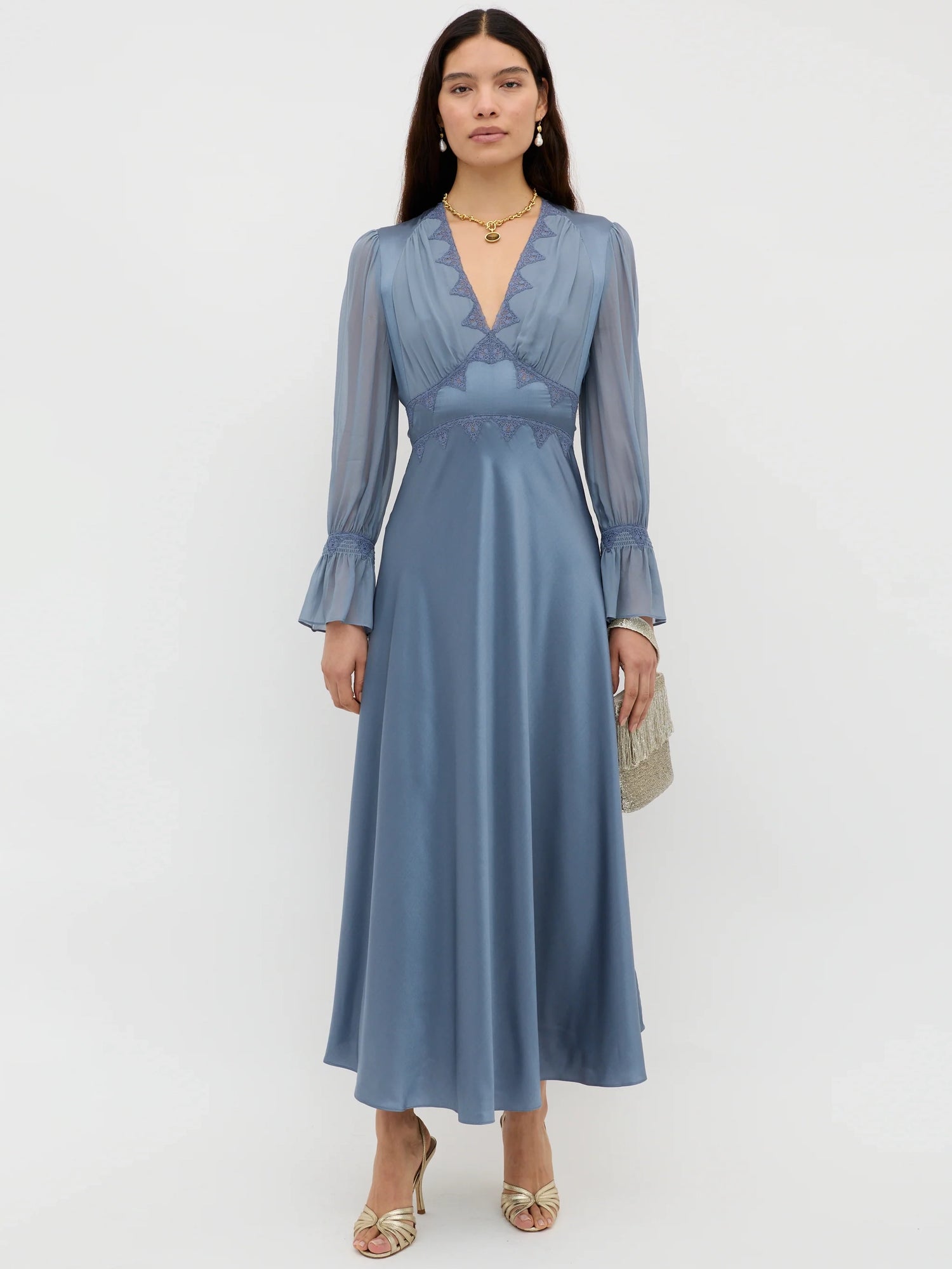 Arlena dress, stone blue