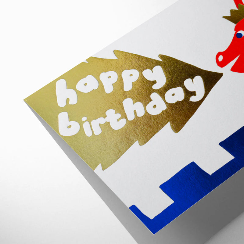 Joyful red dragon, birthday card