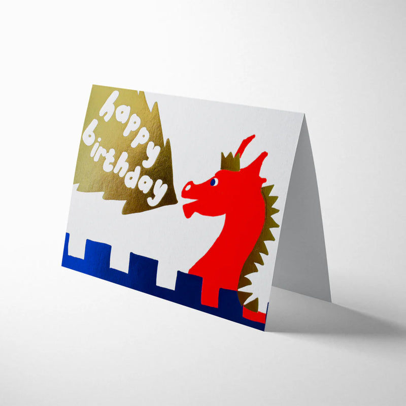 Joyful red dragon, birthday card
