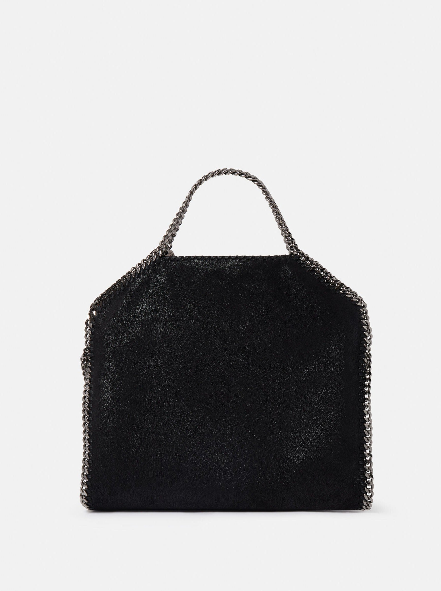 Falabella fold over tote black w. silver chain