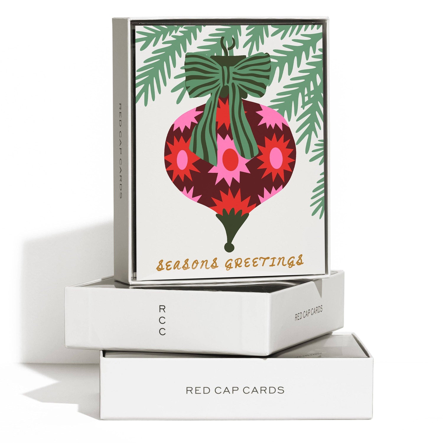 Trimmed and tied Christmas card