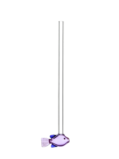 Lilac fish glass straw, Marine Garden collection