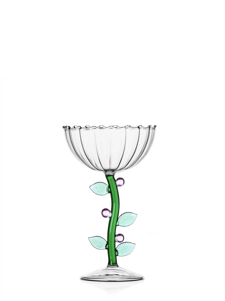 Pink flower champagne bowl, Botanica Collection