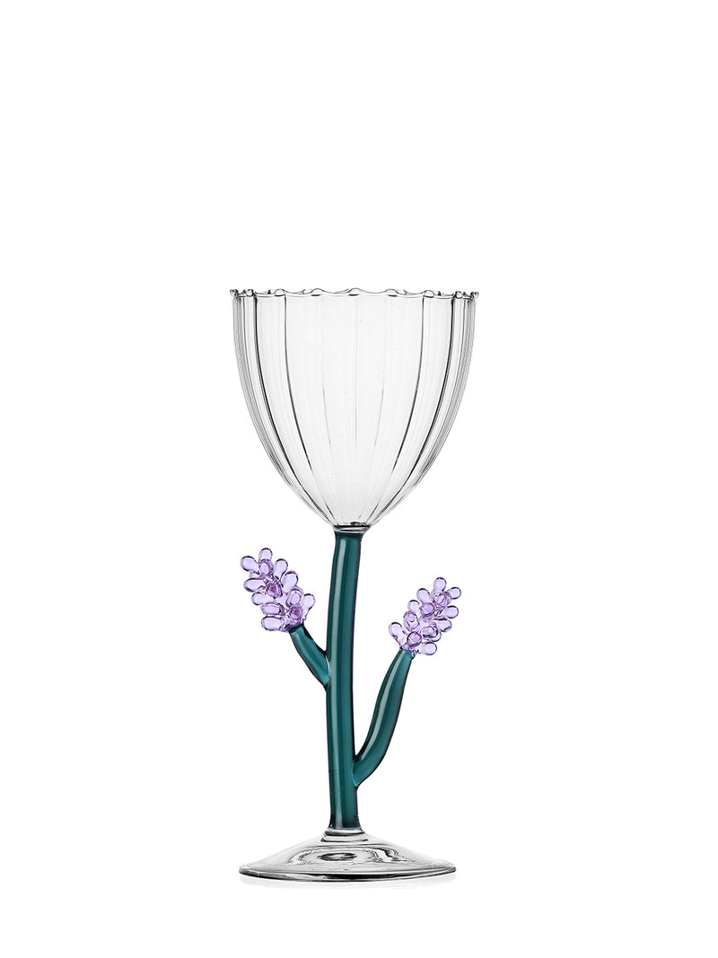 Lavender stemmed wine glass, Botanica Collection