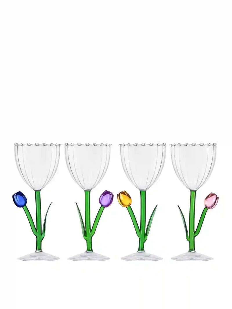 Pink tulip wine glass, botanica collection
