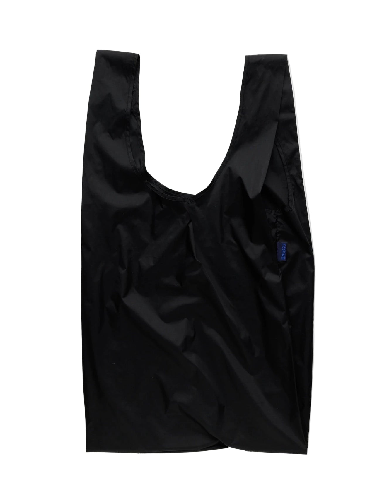 Black reusable shopping bag on a white background