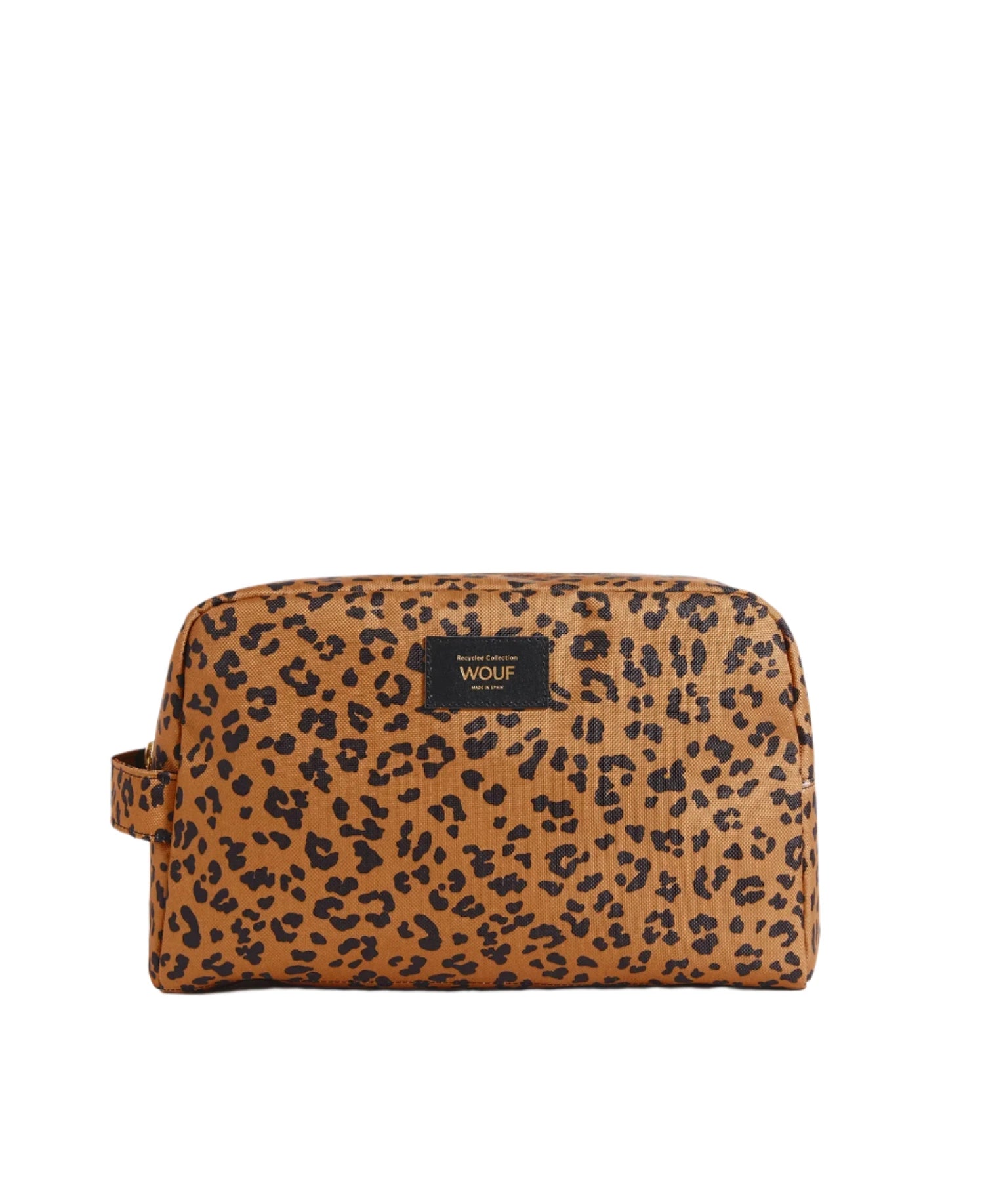 Tan Leopard Spot Agar Toiletry Bag, large