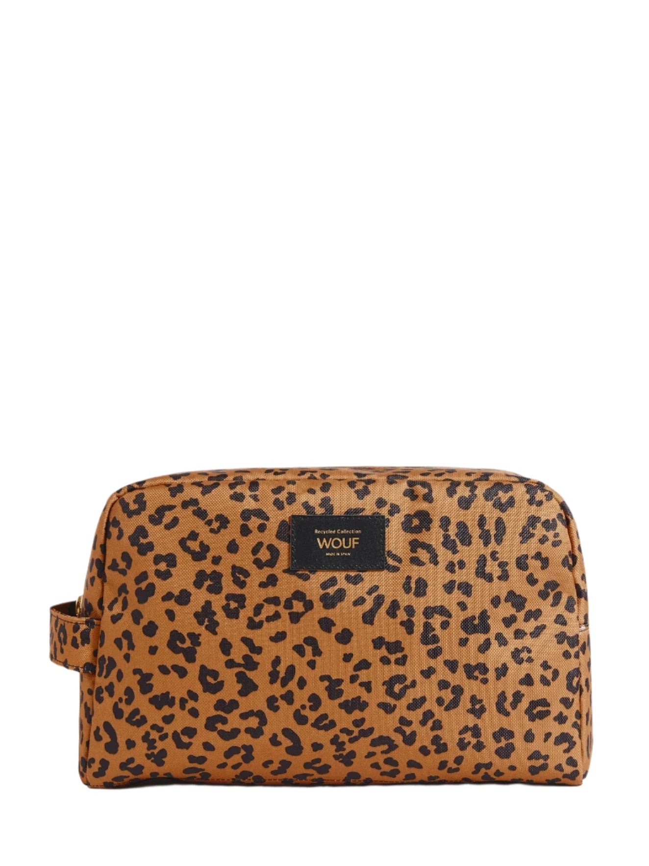 Tan Leopard Spot Agar Toiletry Bag, large (29,5cm)