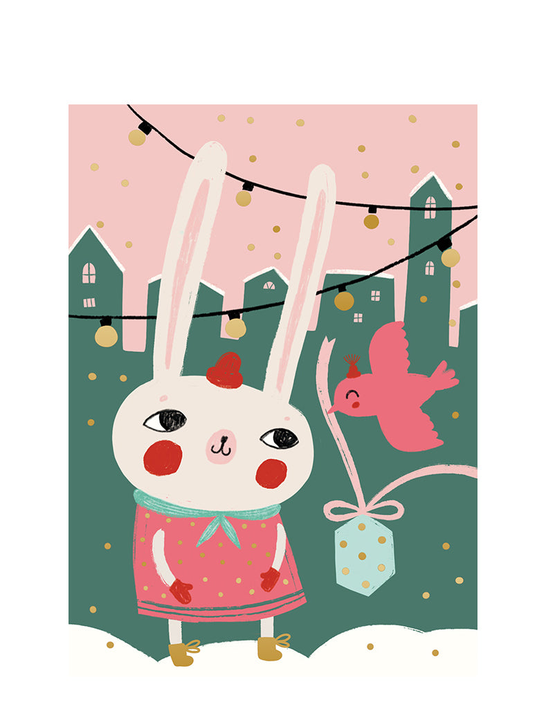 Bunny Christmas postcard, Mira Mallius
