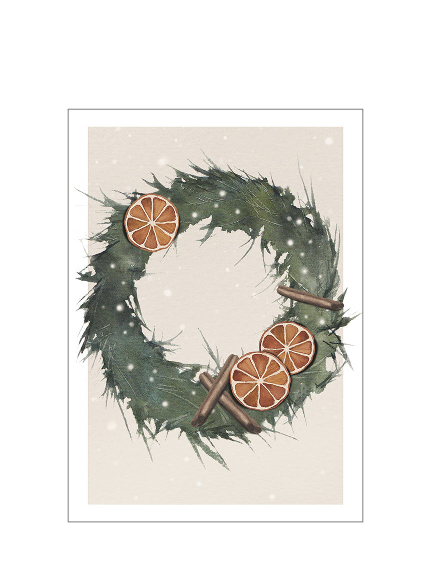 Christmas wreath postcard, Henna Adel