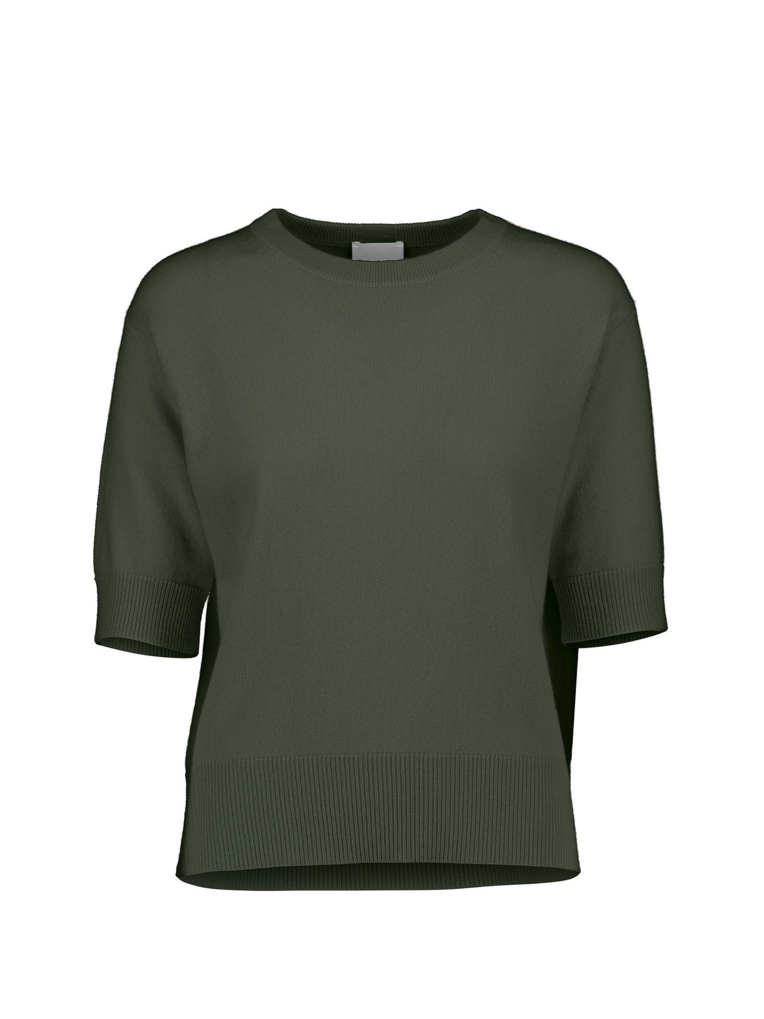 Crew neck cashmere sweater short sleeves, dusty green