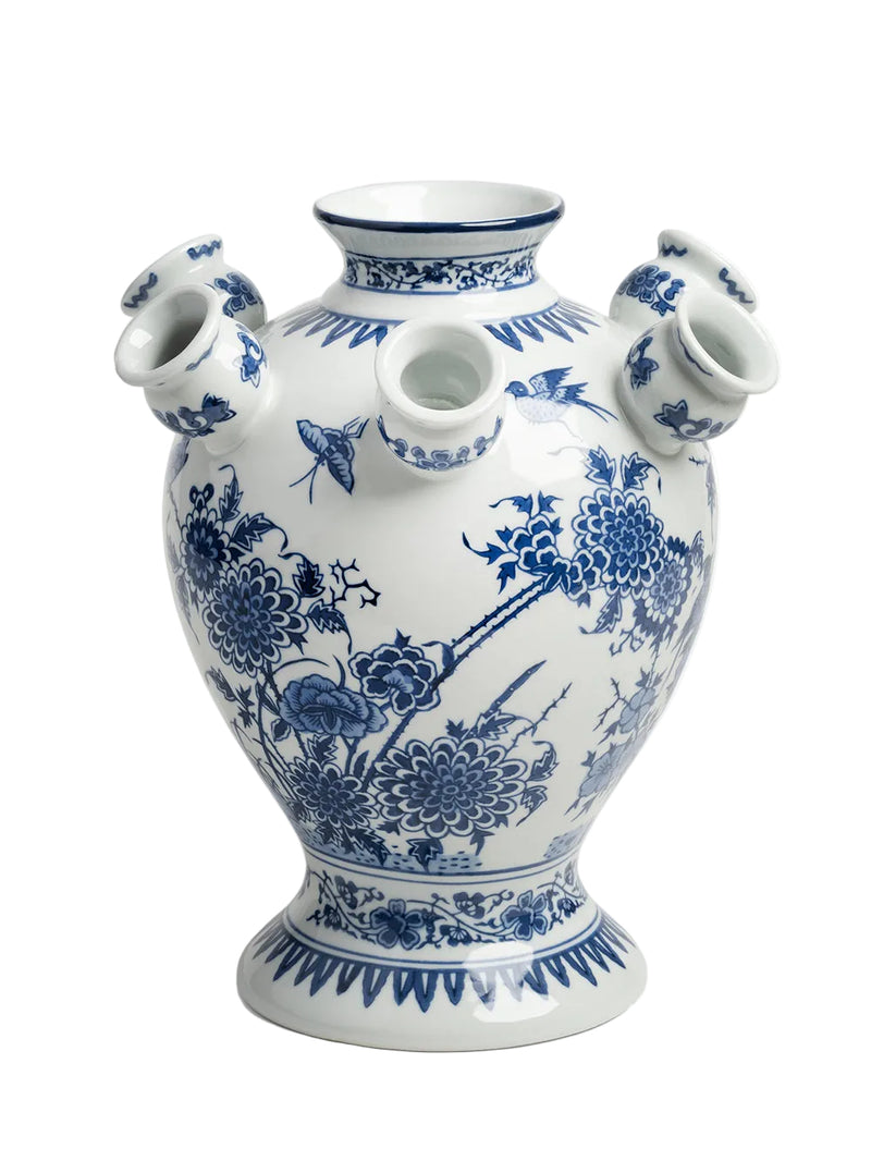 Cascade porcelain tulip vase, delft blue