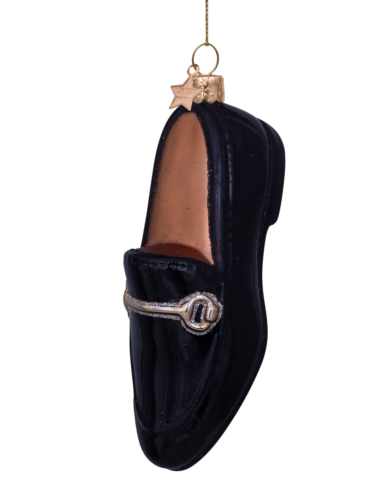 Black-gold loafer glass ornament (10cm)