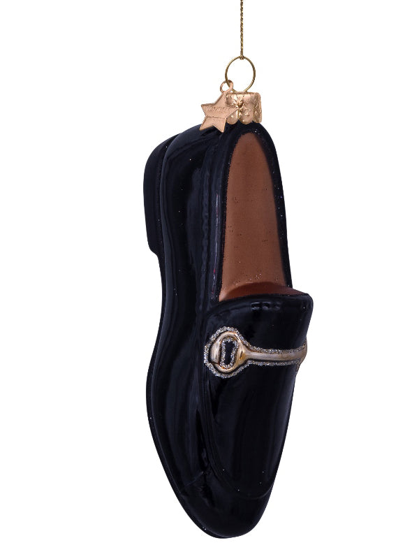 Black-gold loafer glass ornament (10cm)