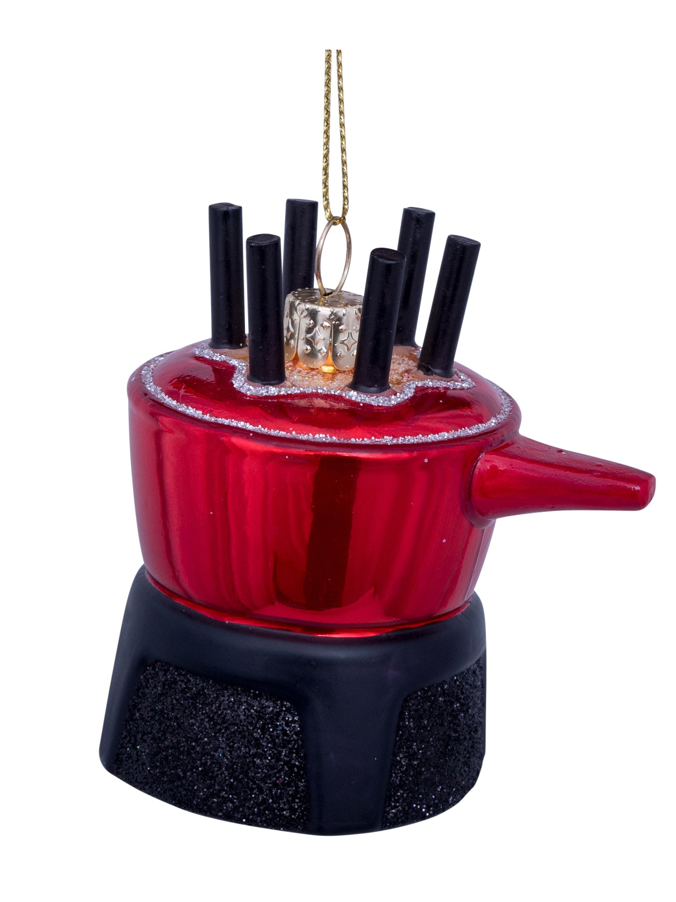 Fondue pot glass ornament (8cm)