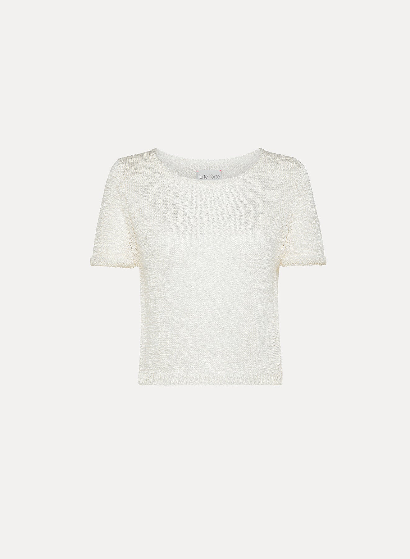 Chic sustainable viscose raffia half sleeves knit, white