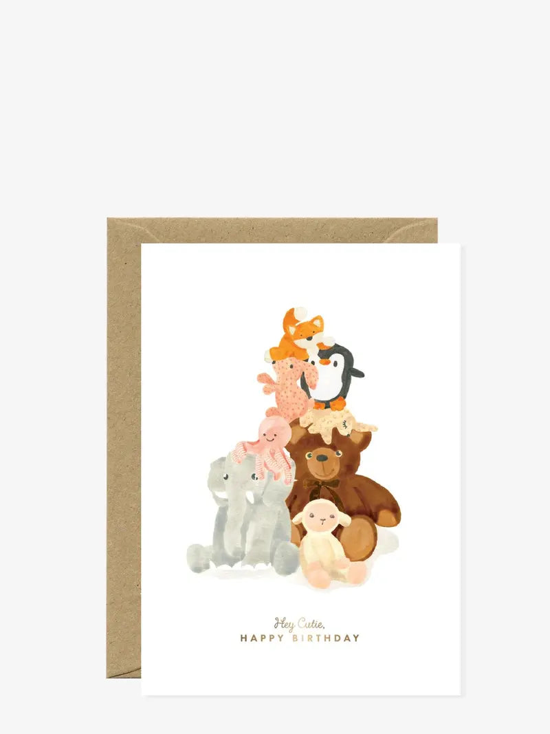 Dou Dou soft toys pile birthday card
