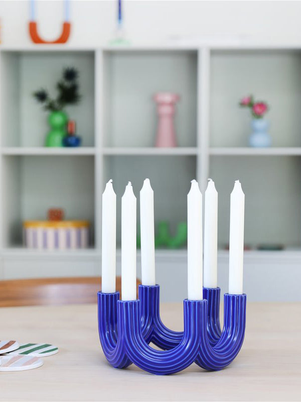 Candle holder churros, blue