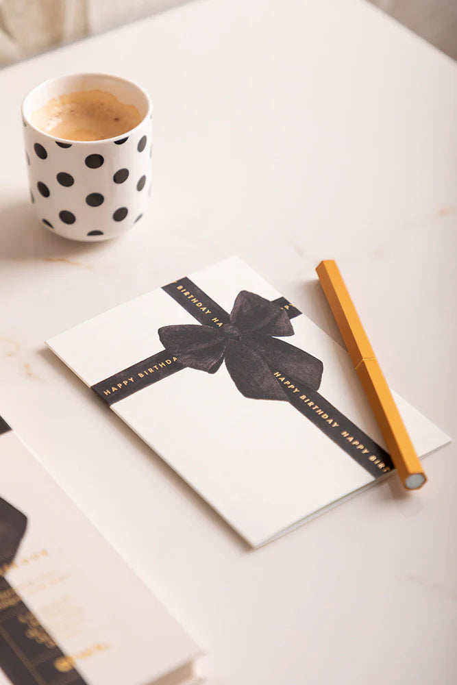 Black bow, birthday card
