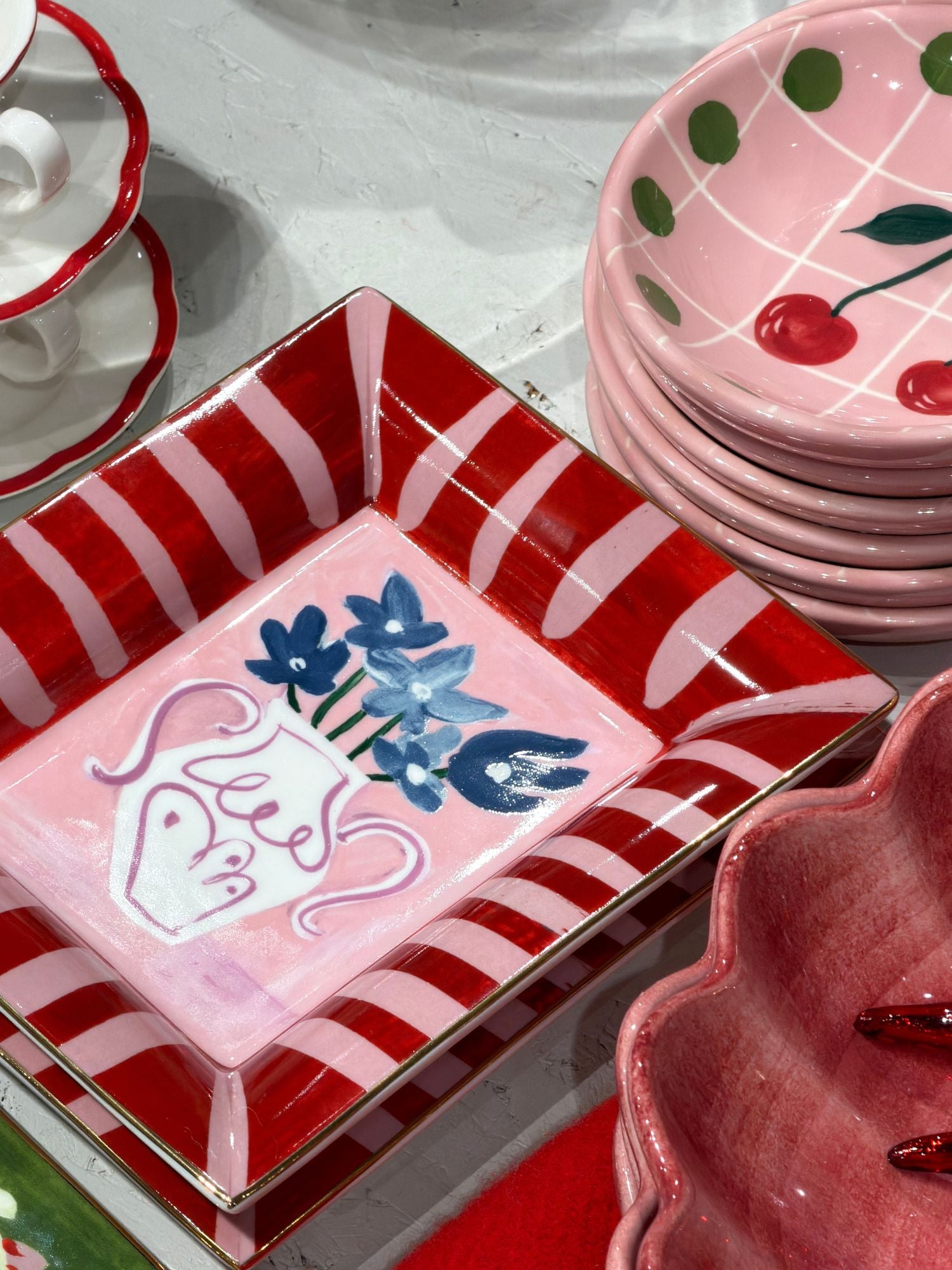 Blue flowers porcelain tray