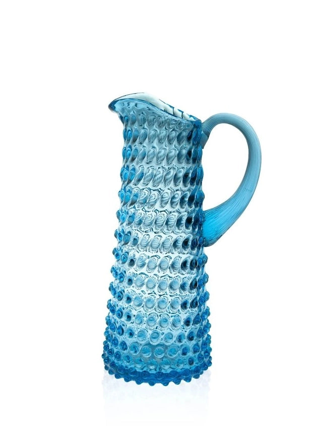 Tall hobnail jug, azure blue