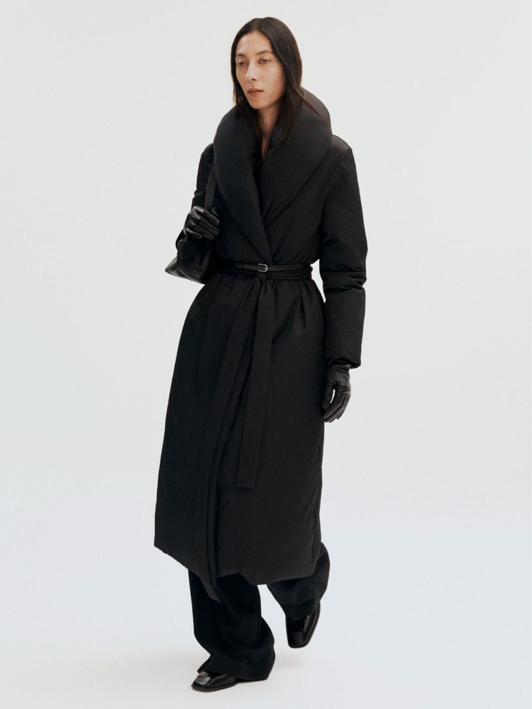 Long padded coat, black