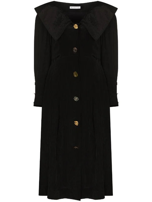 Milo oversized-collar midi dress, black
