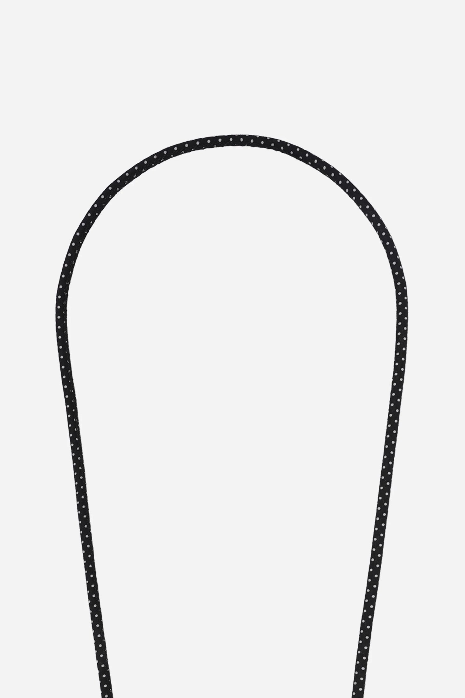 Nolan crossbody phone strap, white and black polka-dot textile