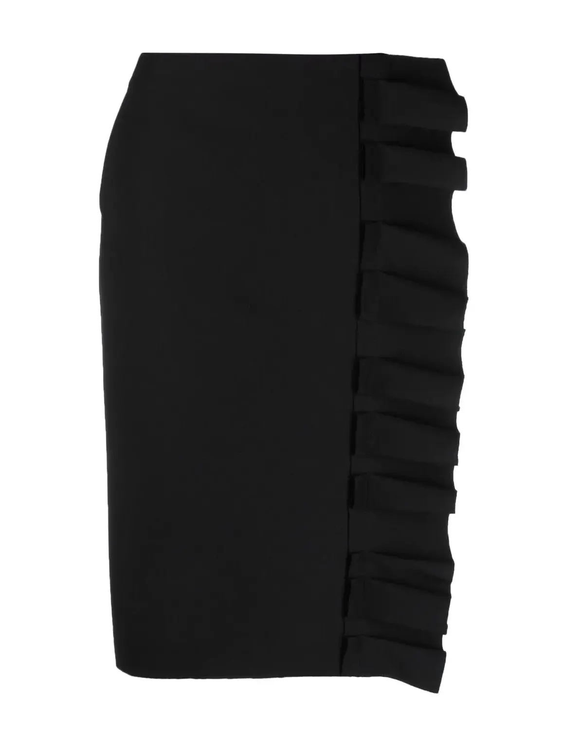 3D-detail straight skirt, black
