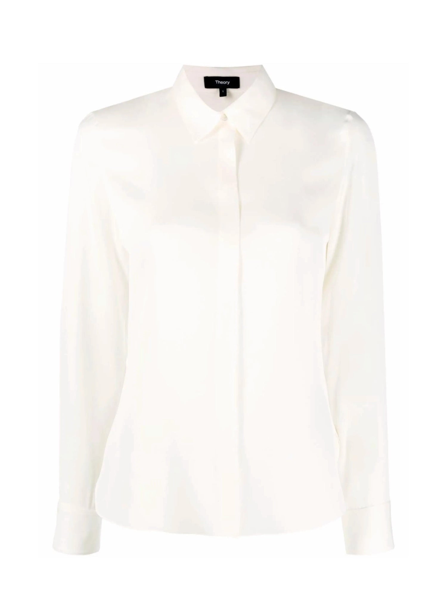 Fitted Shirt in Silk Georgette, ivory