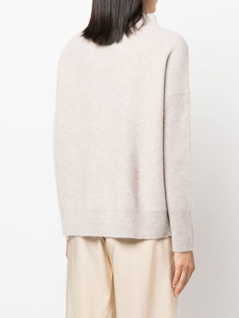 Boiled cashmere funnel neck pullover, marble